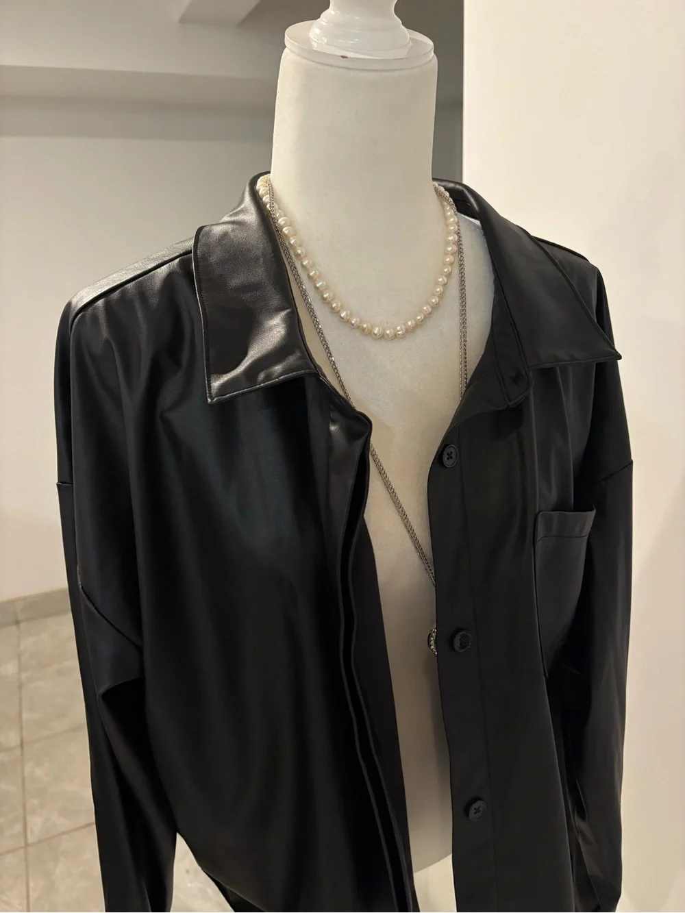 Derek Heart Black Faux Leather Button-Front Jacket